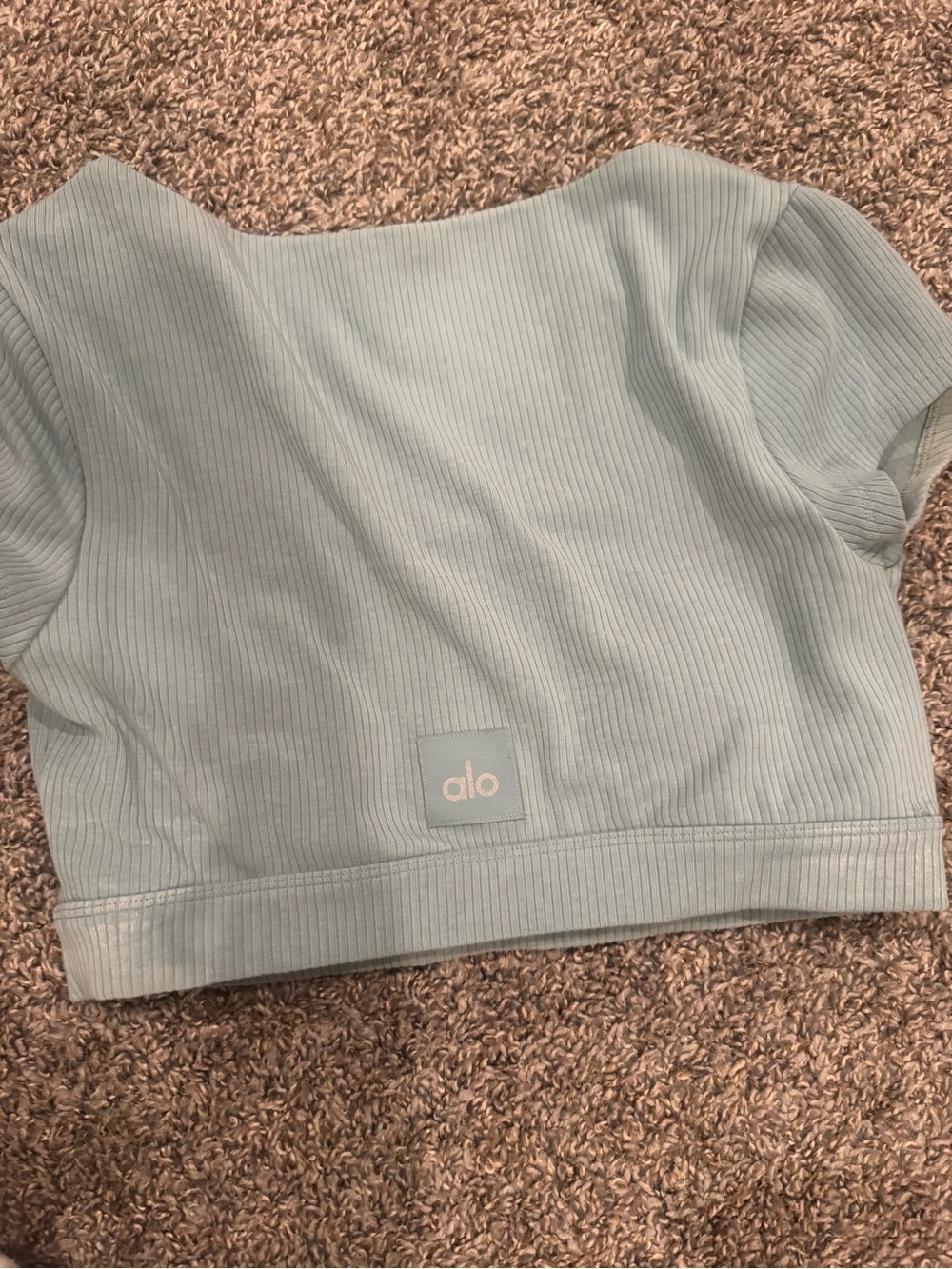 ALO Yoga Ribbed Scoop Crop Top in Light Blue - Picture 4 of 4